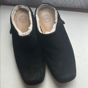 Black Shearling-Lined Slip-On Mules